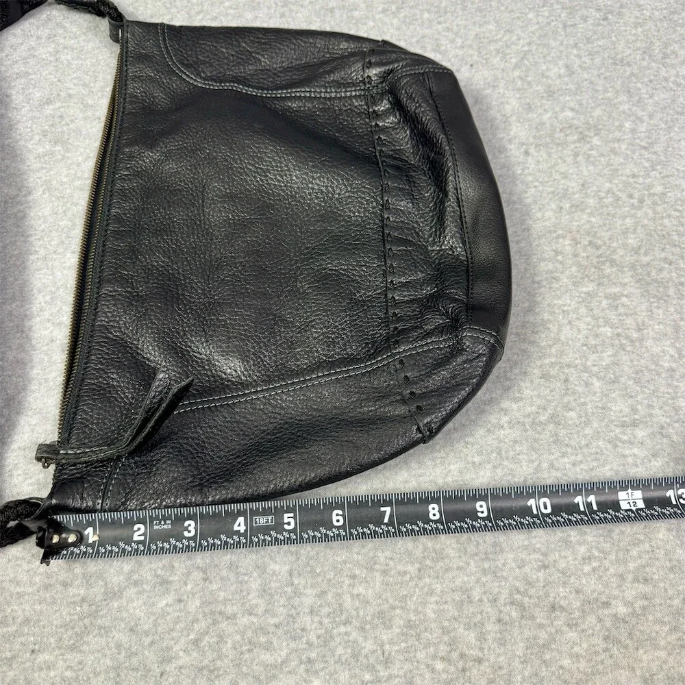 the Sak Womens Black Leather Hobo Shoulder Bag Zip Top Slouch Purse Medium